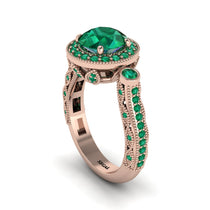 Milgrain Halo Pave Emerald Engagement Ring - Mabel No. 20 image 1