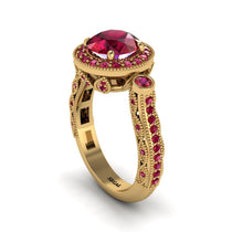Milgrain Halo Pave Ruby Engagement Ring - Mabel No. 55 image 1