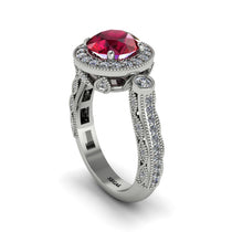 Milgrain Halo Pave Ruby Engagement Ring - Mabel No. 12 image 1