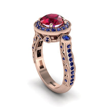 Milgrain Halo Pave Ruby Engagement Ring - Mabel No. 71 image 1