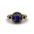 Milgrain Halo Pave Sapphire Engagement Ring - Mabel No. 43