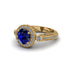 Milgrain Halo Pave Sapphire Engagement Ring - Mabel No. 13