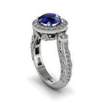 Milgrain Halo Pave Sapphire Engagement Ring - Mabel No. 15 image 1