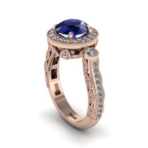 Milgrain Halo Pave Sapphire Engagement Ring - Mabel No. 14 image 1