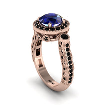 Milgrain Halo Pave Sapphire Engagement Ring - Mabel No. 44 image 1