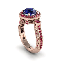 Milgrain Halo Pave Sapphire Engagement Ring - Mabel No. 59 image 1