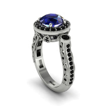 Milgrain Halo Pave Sapphire Engagement Ring - Mabel No. 45 image 1