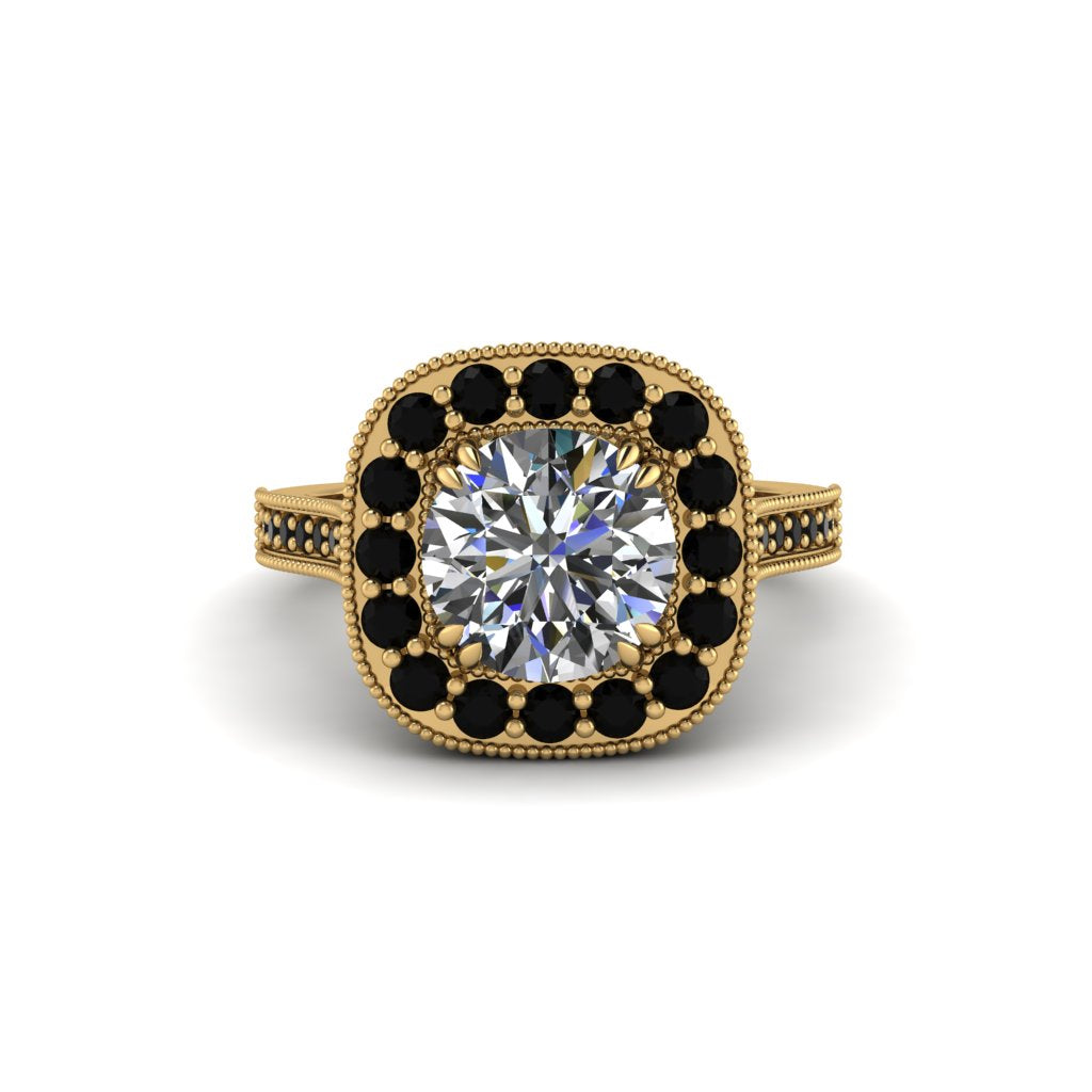 Milgrain Halo Round Diamond Engagement Ring - Odette No. 31