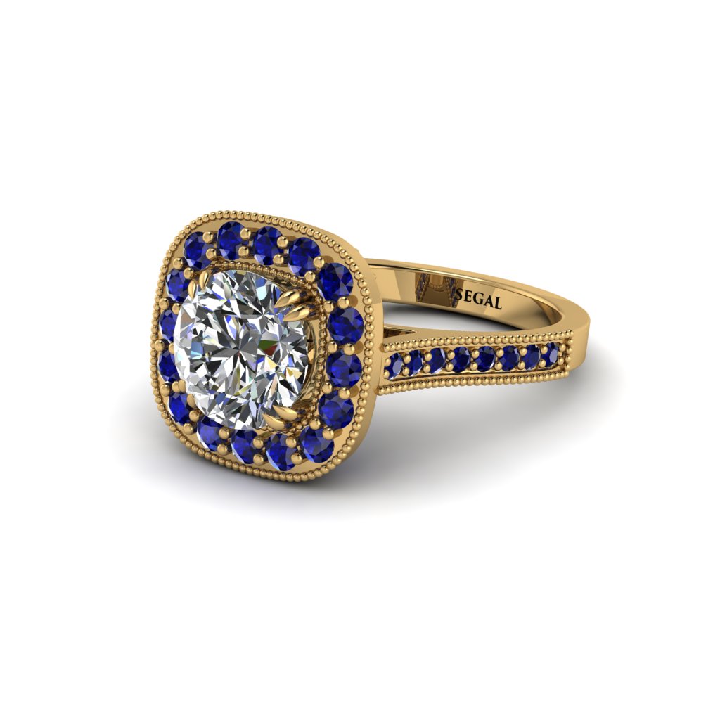 Milgrain Halo Round Diamond Engagement Ring - Odette No. 61