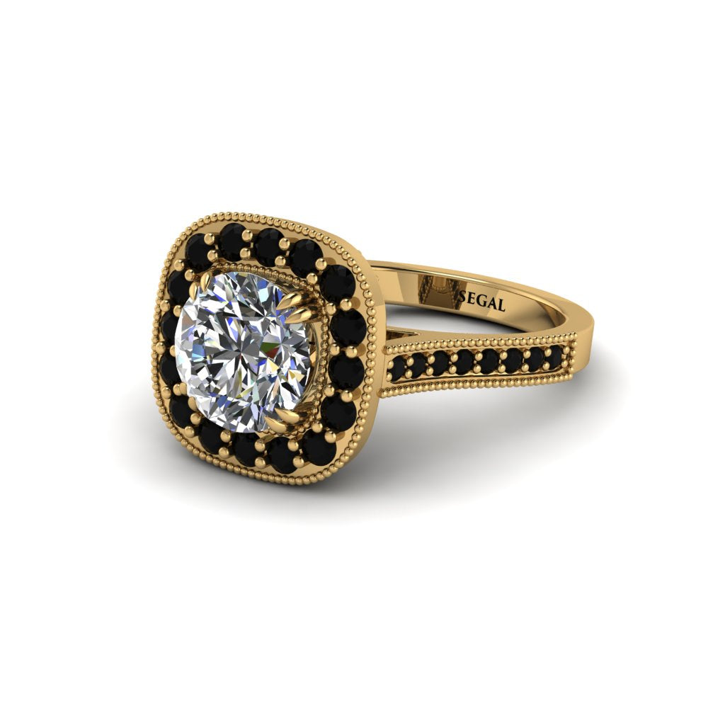 Milgrain Halo Round Diamond Engagement Ring - Odette No. 31