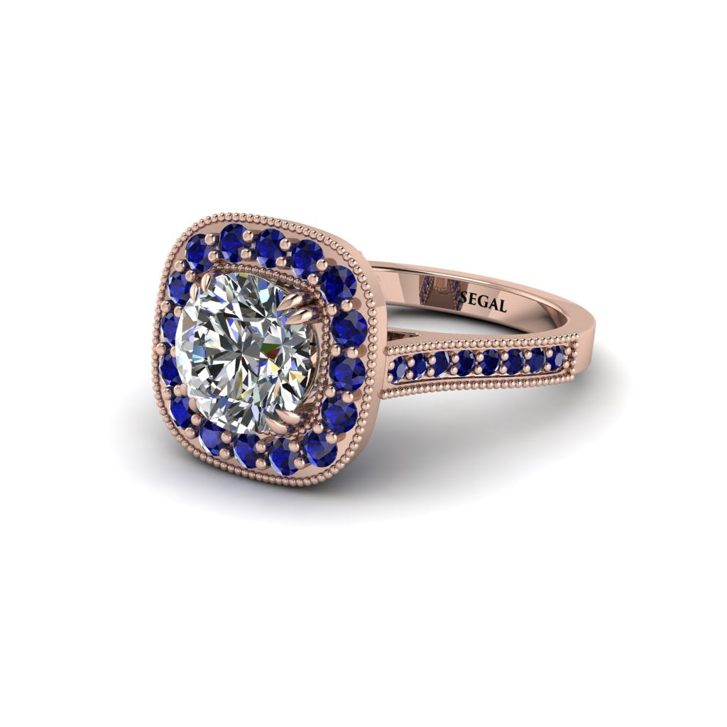 Milgrain Halo Round Diamond Engagement Ring - Odette No. 62