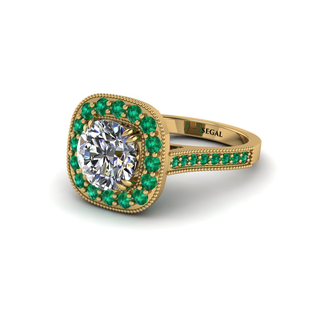 Milgrain Halo Round Diamond Engagement Ring - Odette No. 16