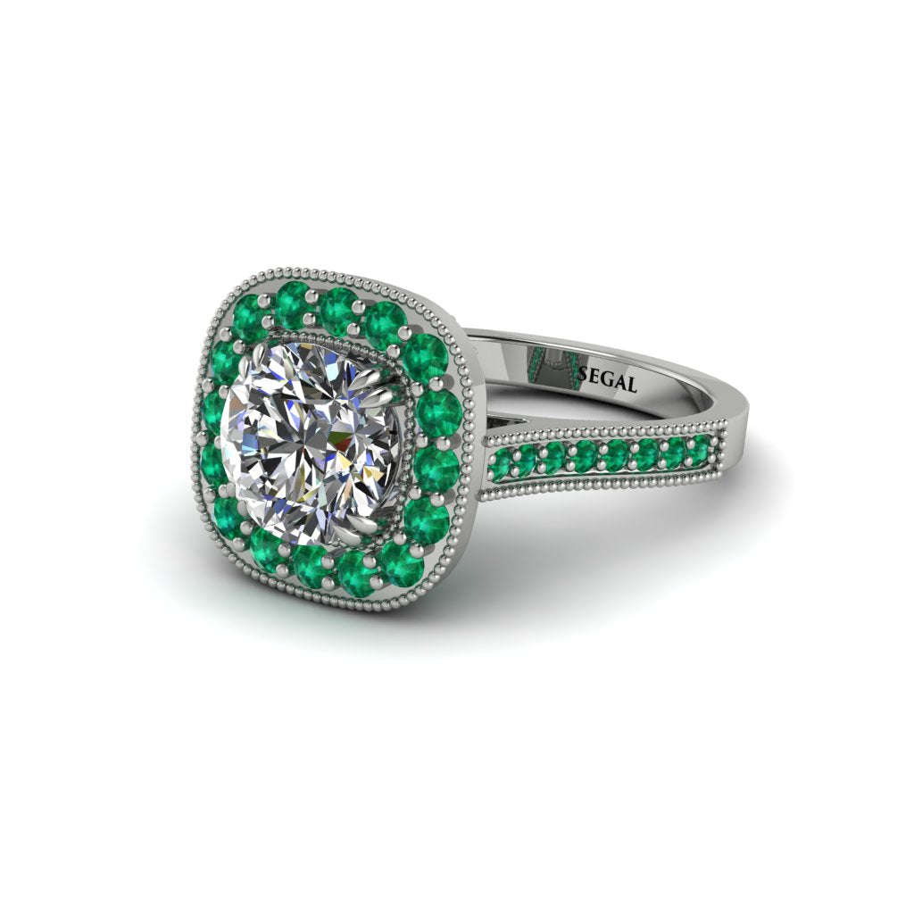 Milgrain Halo Round Diamond Engagement Ring - Odette No. 18