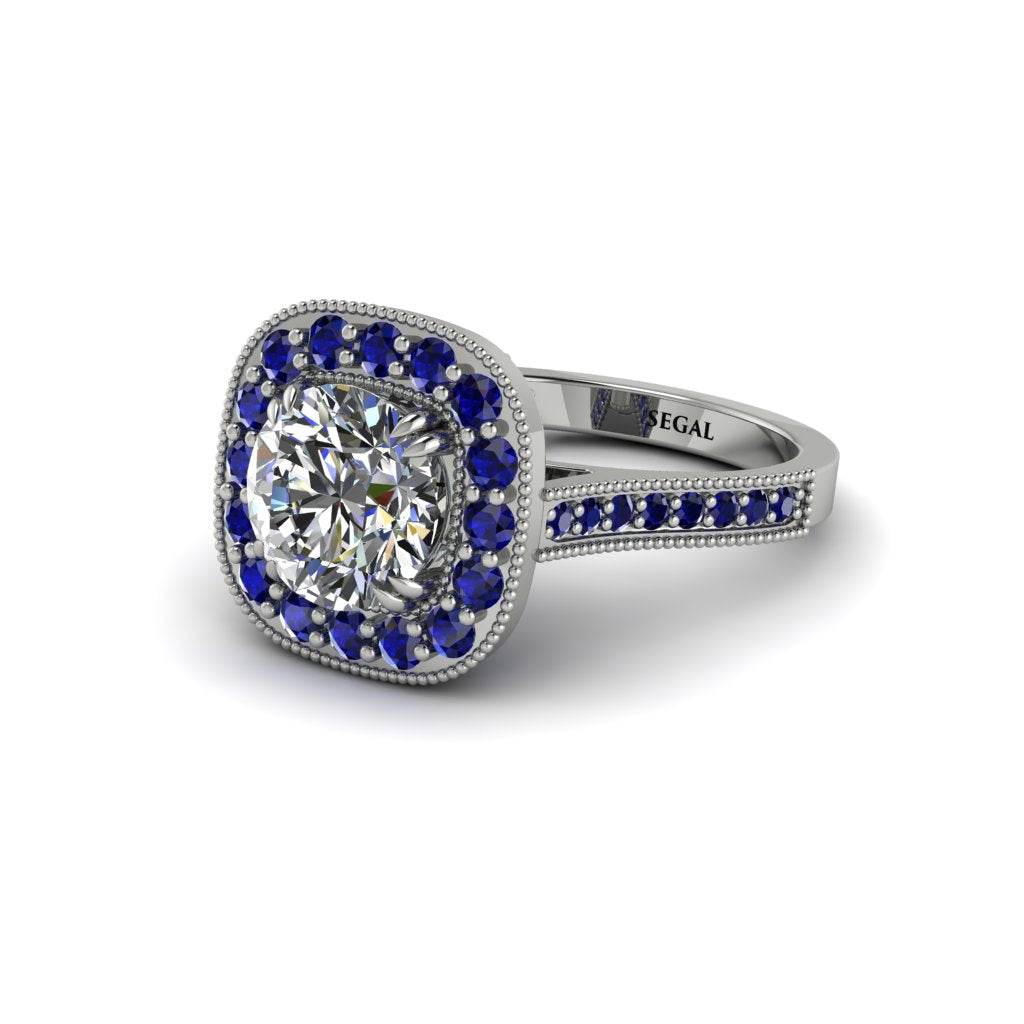 Milgrain Halo Round Diamond Engagement Ring - Odette No. 63