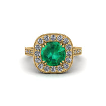 Milgrain Halo Round Emerald Engagement Ring - Odette No. 4 image 1