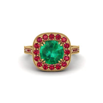 Milgrain Halo Round Emerald Engagement Ring - Odette No. 49 image 1
