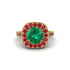 Milgrain Halo Round Emerald Engagement Ring - Odette No. 49