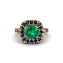 Milgrain Halo Round Emerald Engagement Ring - Odette No. 64 image 1