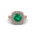 Milgrain Halo Round Emerald Engagement Ring - Odette No. 5