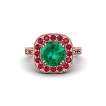Milgrain Halo Round Emerald Engagement Ring - Odette No. 50 image 1
