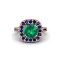 Milgrain Halo Round Emerald Engagement Ring - Odette No. 65 image 1
