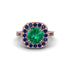 Milgrain Halo Round Emerald Engagement Ring - Odette No. 65