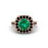Milgrain Halo Round Emerald Engagement Ring - Odette No. 35