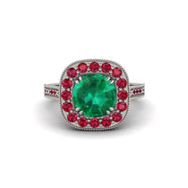 Milgrain Halo Round Emerald Engagement Ring - Odette No. 51 image 1