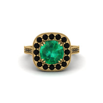 Milgrain Halo Round Emerald Engagement Ring - Odette No. 34 image 1