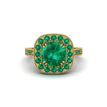 Milgrain Halo Round Emerald Engagement Ring - Odette No. 19 image 1