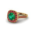 Milgrain Halo Round Emerald Engagement Ring - Odette No. 49