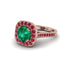 Milgrain Halo Round Emerald Engagement Ring - Odette No. 50
