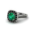 Milgrain Halo Round Emerald Engagement Ring - Odette No. 36