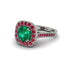 Milgrain Halo Round Emerald Engagement Ring - Odette No. 51