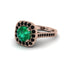 Milgrain Halo Round Emerald Engagement Ring - Odette No. 35