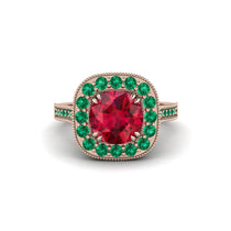Milgrain Halo Round Ruby Engagement Ring - Odette No. 26 image 1