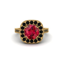 Milgrain Halo Round Ruby Engagement Ring - Odette No. 40 image 1
