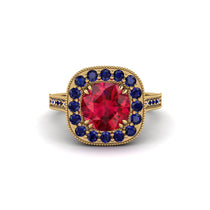 Milgrain Halo Round Ruby Engagement Ring - Odette No. 70 image 1