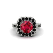 Milgrain Halo Round Ruby Engagement Ring - Odette No. 42 image 1