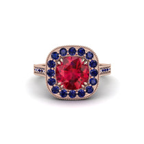 Milgrain Halo Round Ruby Engagement Ring - Odette No. 71 image 1