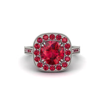 Milgrain Halo Round Ruby Engagement Ring - Odette No. 57 image 1