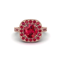 Milgrain Halo Round Ruby Engagement Ring - Odette No. 56 image 1