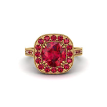 Milgrain Halo Round Ruby Engagement Ring - Odette No. 55 image 1