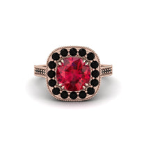 Milgrain Halo Round Ruby Engagement Ring - Odette No. 41 image 1