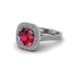 Milgrain Halo Round Ruby Engagement Ring - Odette No. 12