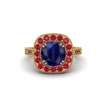 Milgrain Halo Round Sapphire Engagement Ring - Odette No. 58 image 1
