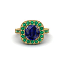 Milgrain Halo Round Sapphire Engagement Ring - Odette No. 28 image 1