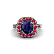 Milgrain Halo Round Sapphire Engagement Ring - Odette No. 60 image 1