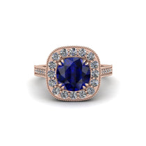 Milgrain Halo Round Sapphire Engagement Ring - Odette No. 14 image 1