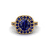 Milgrain Halo Round Sapphire Engagement Ring - Odette No. 73